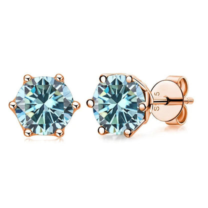 Women's Moissanite Sterling Silver 1 Karat Mulberry Stone Stud Earrings