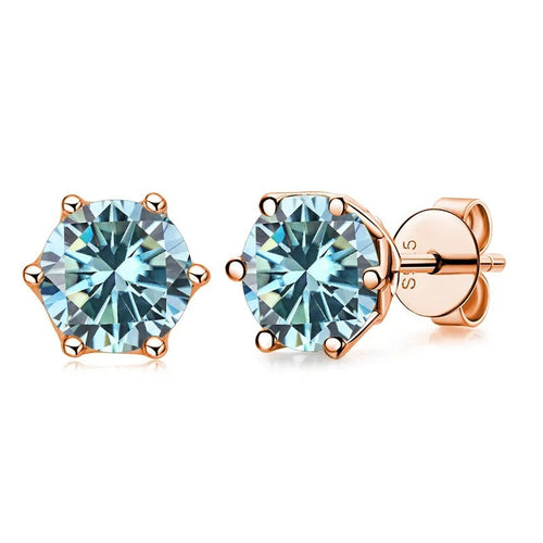 Women's Moissanite Sterling Silver 1 Karat Mulberry Stone Stud Earrings