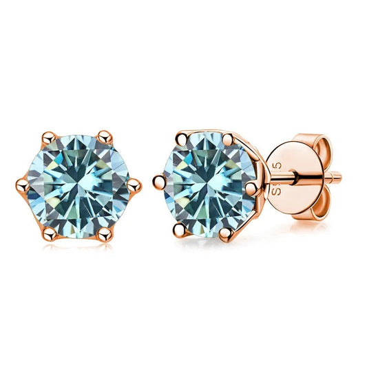 Women's Moissanite Sterling Silver 1 Karat Mulberry Stone Stud Earrings