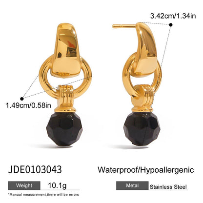 Stainless Steel Black Crystal Earrings Titanium Steel Earrings