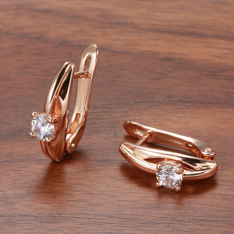Simple Graceful Rose Gold Earrings Fashion Temperament