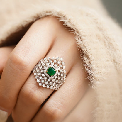 Red Elk S925 Sterling Silver Diamond Inlaid French Entry Lux Personalized Ring