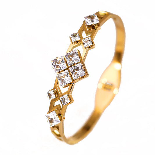18K Gold High-grade Diamond-embedded Titanium Steel No Fading Ornament Bracelet