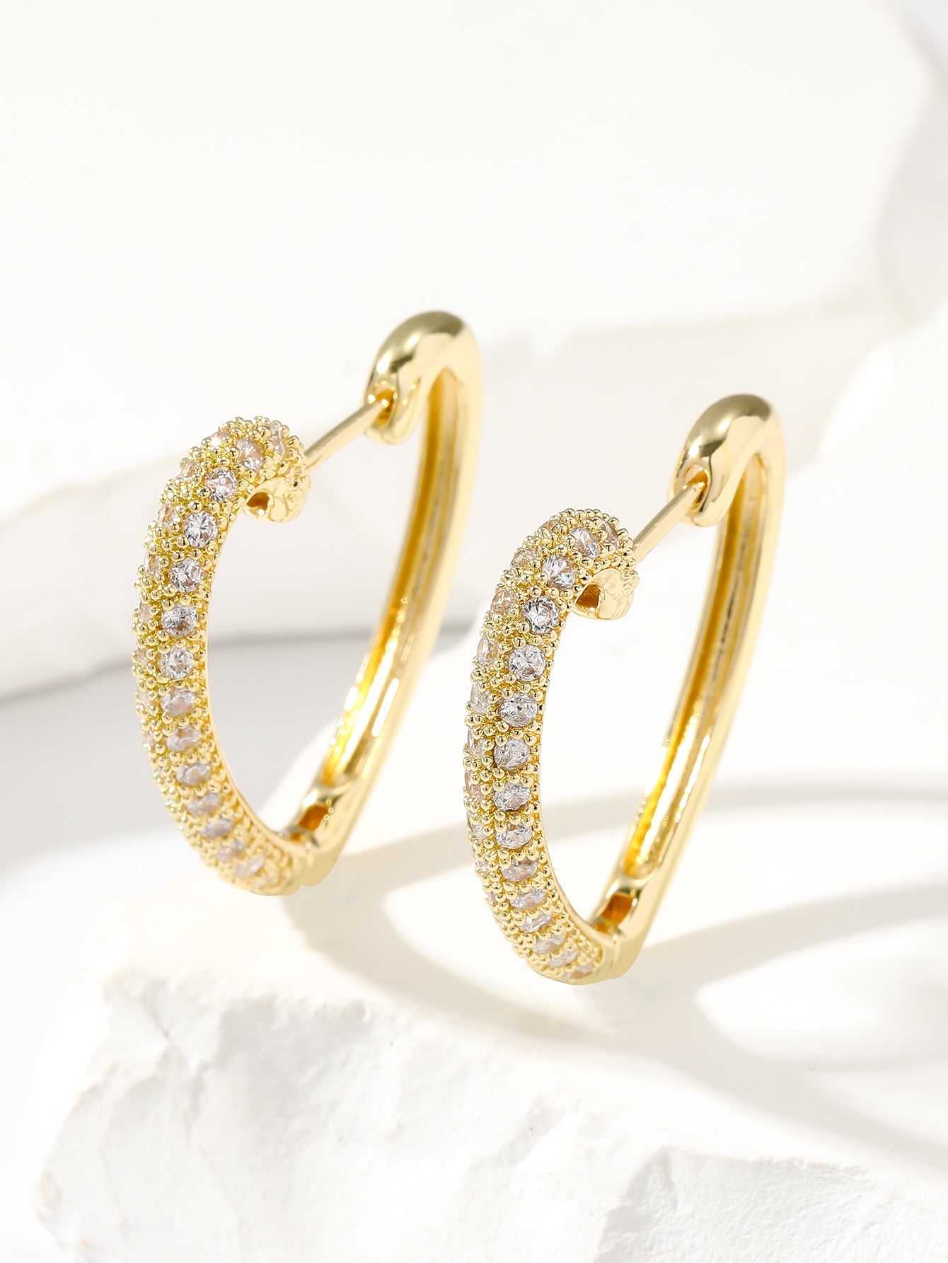 Fashion Retro Gold Love Multi-color Zircon Stud Earrings