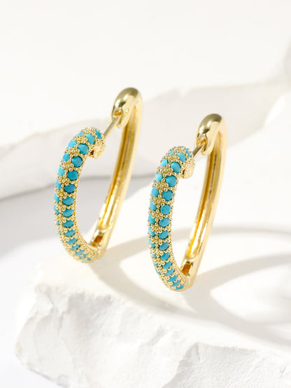 Fashion Retro Gold Love Multi-color Zircon Stud Earrings