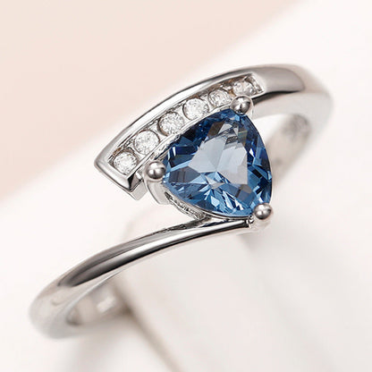 Women's Twisted Arm Micro-inlaid Blue Black Zircon Ring