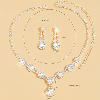 Hot Selling Simple High-grade Rhinestone Crystal Necklace Earrings