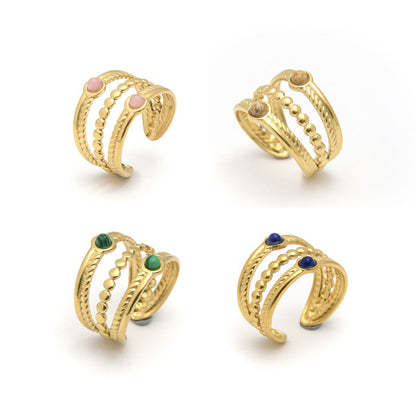 Natural Stone Multi-layer Open Ring Advanced Stainless Steel Ring