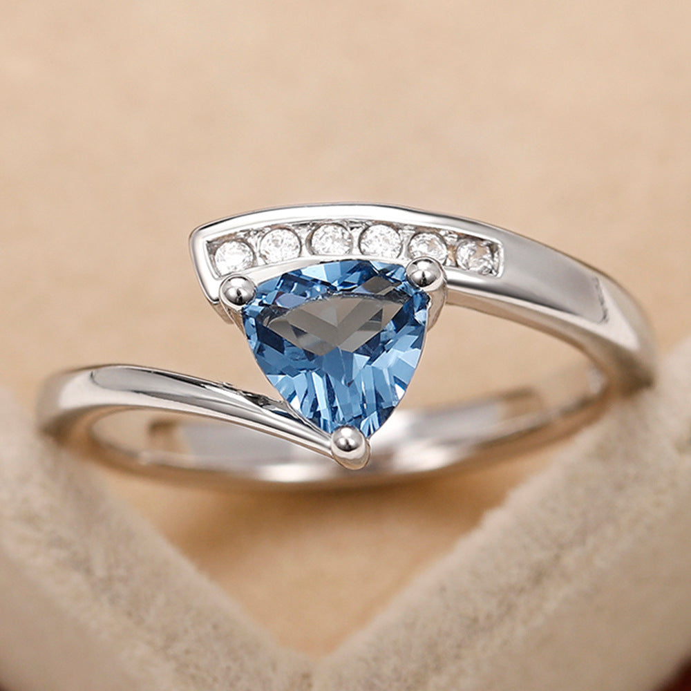 Women's Twisted Arm Micro-inlaid Blue Black Zircon Ring