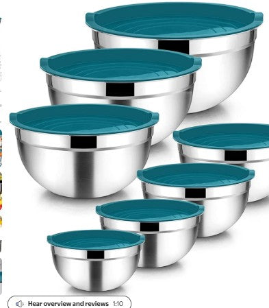 Vesteel 7-Piece Stainless Steel Mixing Bowls Set with Lids