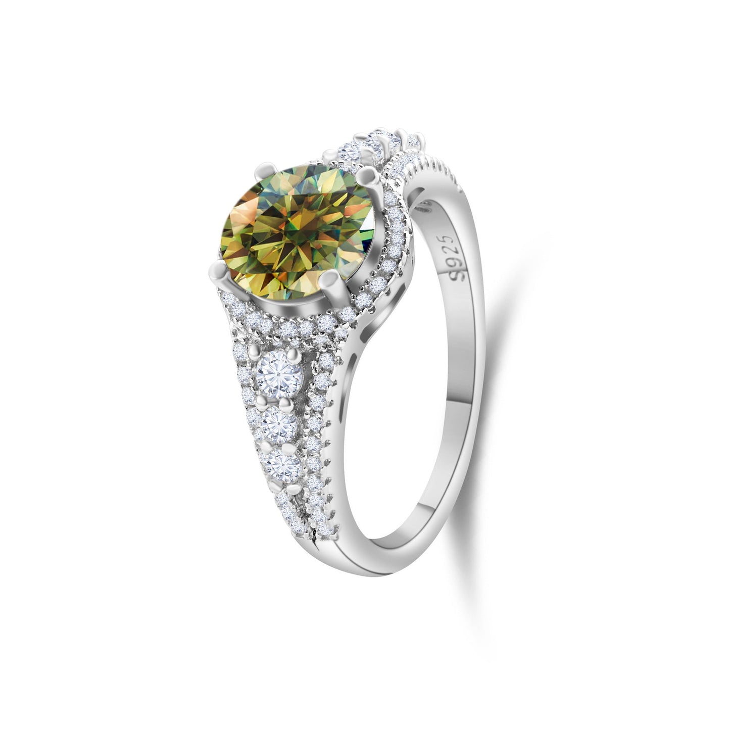 2CT Color Moissanite Ring Sterling Silver S925