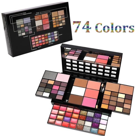 74 Colors Makeup Set Lip Gloss Blush Eyeshadow Highlight Combination Plate Wholesale Makeup Set Louisiana Mart