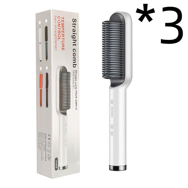 New 2 In 1 Hair Straightener Hot Comb Negative Ion Curling Tong Dual-purpose Electric Hair Brush Louisiana Mart