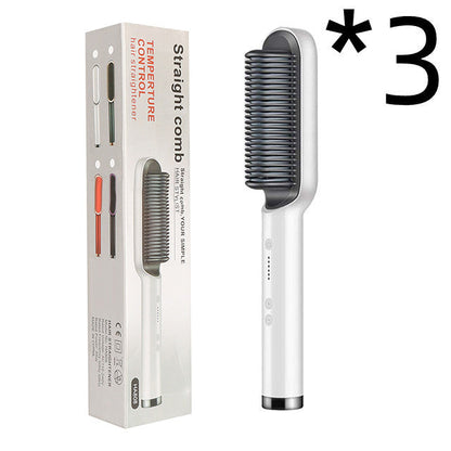 New 2 In 1 Hair Straightener Hot Comb Negative Ion Curling Tong Dual-purpose Electric Hair Brush Louisiana Mart