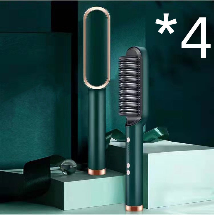 New 2 In 1 Hair Straightener Hot Comb Negative Ion Curling Tong Dual-purpose Electric Hair Brush Louisiana Mart