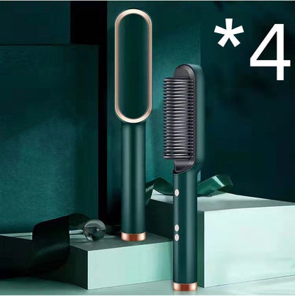 New 2 In 1 Hair Straightener Hot Comb Negative Ion Curling Tong Dual-purpose Electric Hair Brush Louisiana Mart