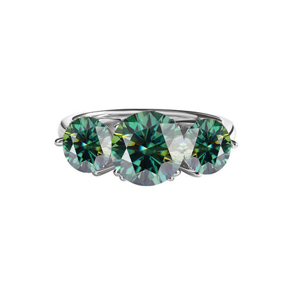 S925 Silver Moissanite Three-Life Stone 4 Karat Ring