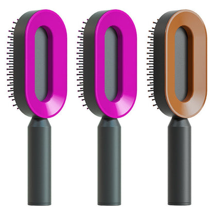 Self Cleaning Hair Brush For Women One-key Cleaning Hair Loss Airbag Massage Scalp Comb Anti-Static Hairbrush Louisiana Mart