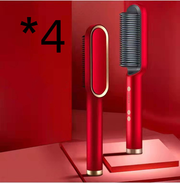 New 2 In 1 Hair Straightener Hot Comb Negative Ion Curling Tong Dual-purpose Electric Hair Brush Louisiana Mart