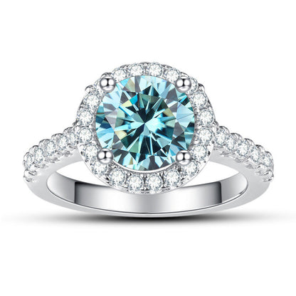 1 Karat Round Bag Color Moissanite Women's Ring