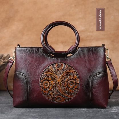 Small Square Crossbody Bag Retro Embossed PU Handbag