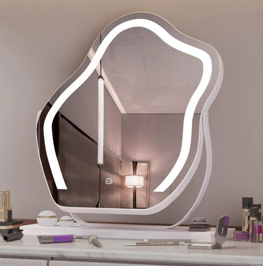 Vanity Makeup Cloud LED Mirror With Lights Strip Smart Control Wall Mount Decor Glass Hanging Removable Louisiana Mart