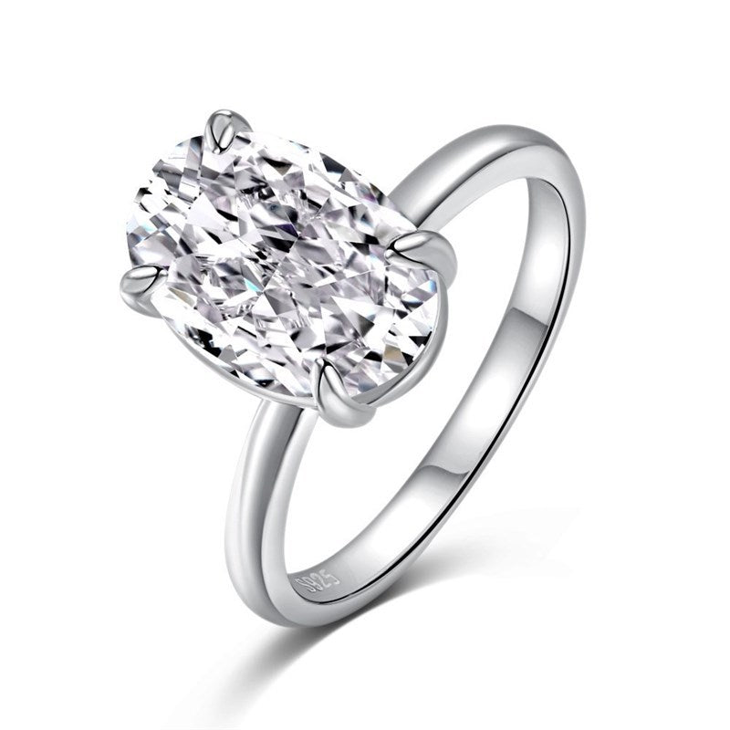 Oval Ring Female Four-claw Cold High Luxury