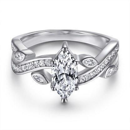 Oval Zircon Silver Ring Female Niche High Sense