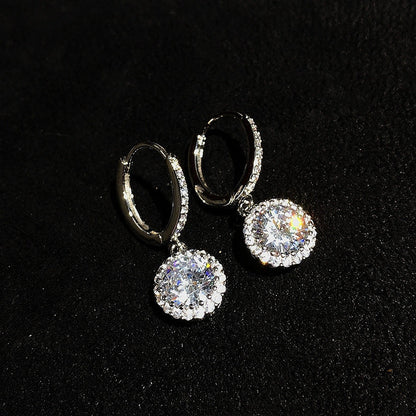 Temperament Fire Colorful Crystals 2 Karat Flower Earrings