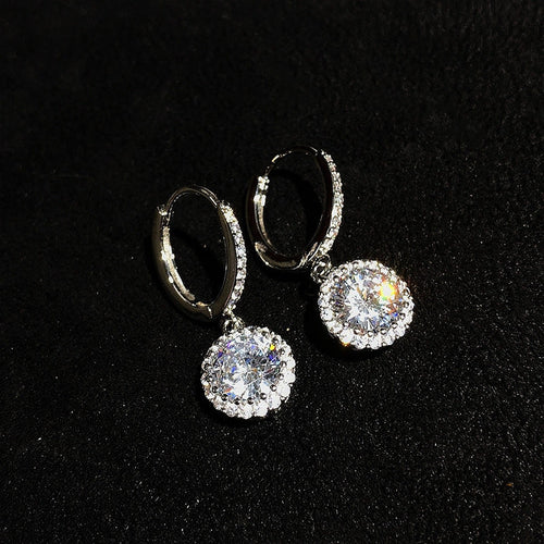 Temperament Fire Colorful Crystals 2 Karat Flower Earrings