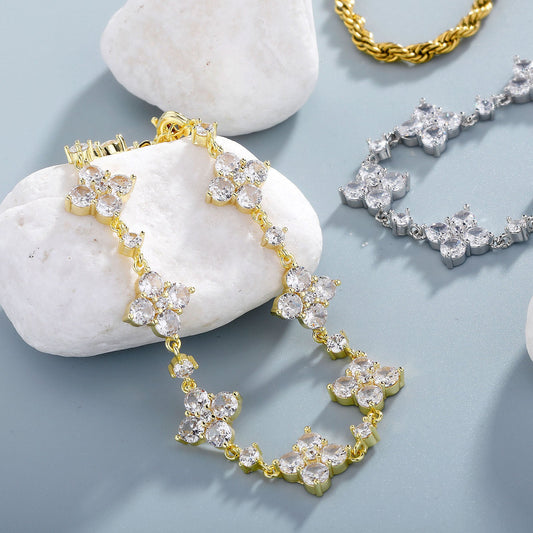 Flower Rhinestone Bracelet Light Luxury Sparking Zirconium High-grade Niche Bracelet Hand Jewelry