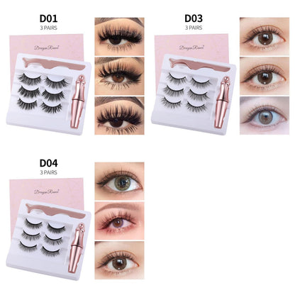 Natural Long Lasting Magnetic Liquid Eyeliner & Magnetic False Eyelashes & Tweezer Set Make up Set Louisiana Mart