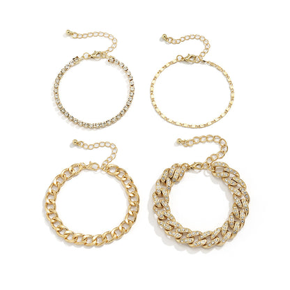 Retro Easy Matching Snake Bones Chain Bracelet Women's Simple Rhinestone Bracelet