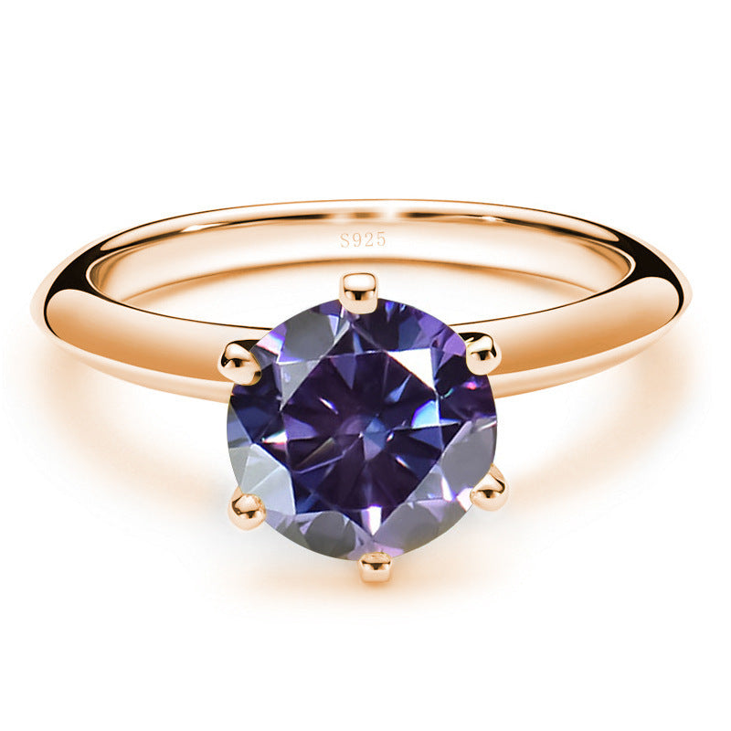 Moissanite Ring Female S925 Silver 18K Gold Plating