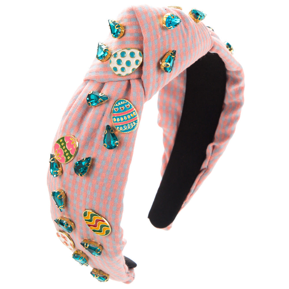 Fashion Plaid Fabric Hand-stitched Easter Headband