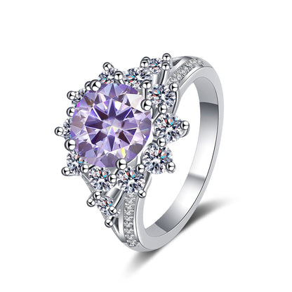 925 Sterling Silver Ring Female 3 Karat Color Moissanite Affordable Luxury Style Ring