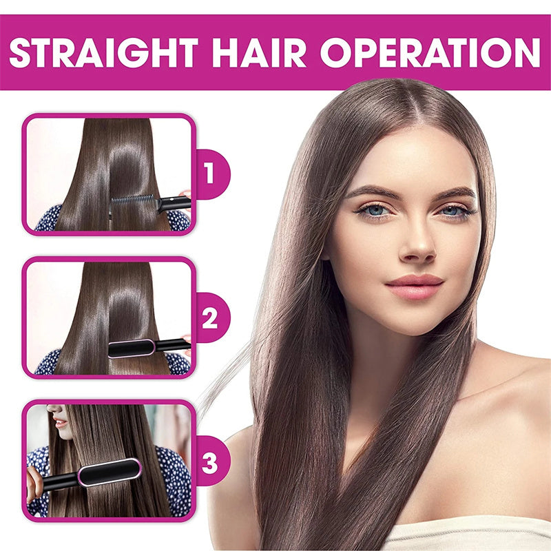 New 2 In 1 Hair Straightener Hot Comb Negative Ion Curling Tong Dual-purpose Electric Hair Brush Louisiana Mart