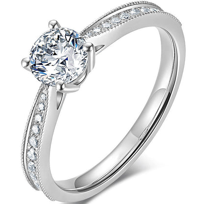 Classic Four-claw Ring 1 Karat Eight Hearts And Eight Arrows Zircon Affordable Luxury Fashion
