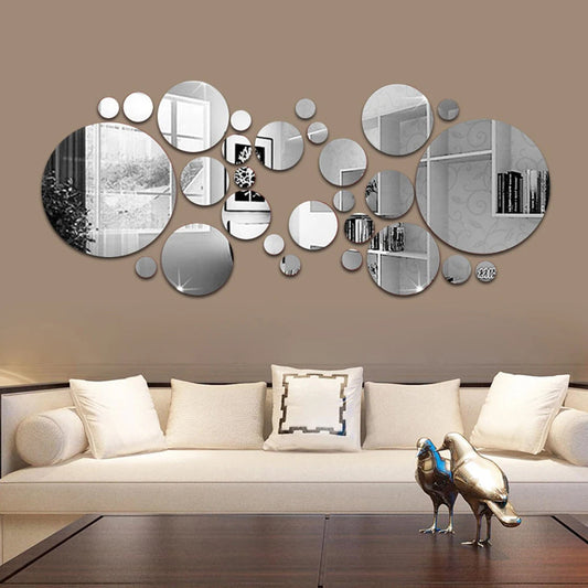 Big And Small Circles Mirror Sticker 3D Stereo Acrylic Wall Decoration Louisiana Mart