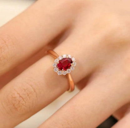 Gold Pigeon Red Blood Gemstone Sterling Silver Inlaid Ring