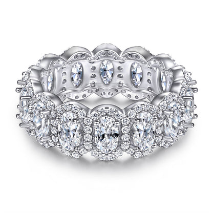 Oval Zircon Silver Ring Female Niche High Sense