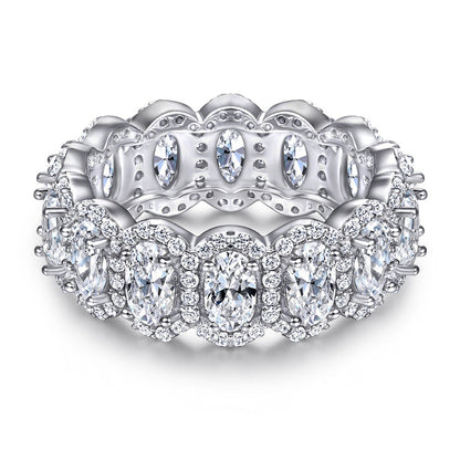 Oval Zircon Silver Ring Female Niche High Sense