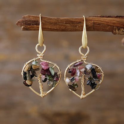 Natural Crystal Lucky Tree Eardrop Earring Earrings Popular Ornament