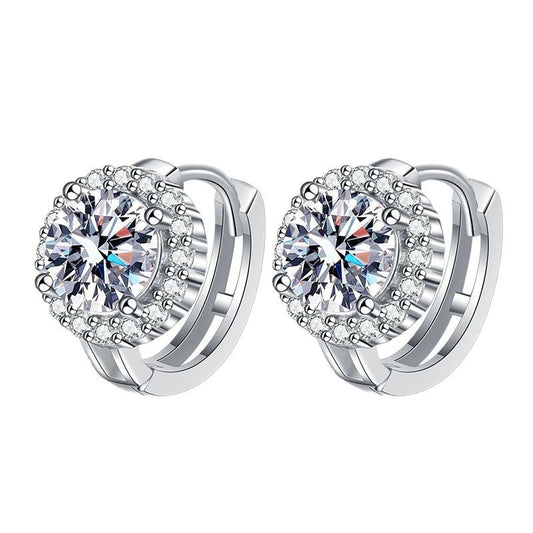 S925 Sterling Silver Moissanite Earrings For Women SUNFLOWER Ear Clip