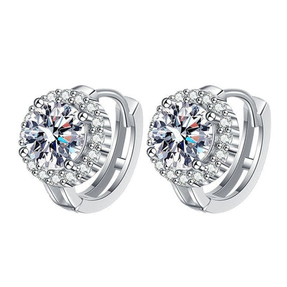 S925 Sterling Silver Moissanite Earrings For Women SUNFLOWER Ear Clip
