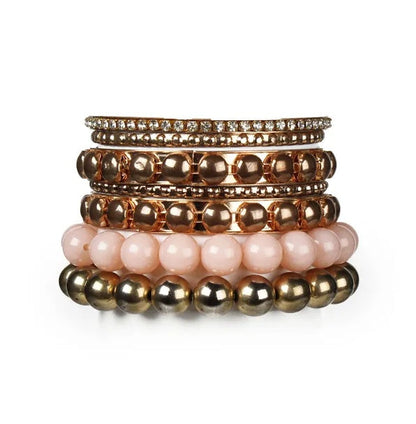 7-Piece Gold Rhinestone Bangle Set in Louisiana | Retro Bracelet Set