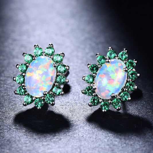 Women's Fashion Oval Diamond Stud Earrings