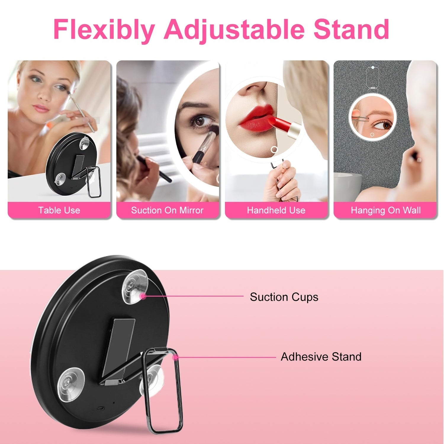 White-Black Options -- 1Pc 30X Magnifying Mirror With Light 3 Colors Dimmable Brightness Included Tweezer Scissor Travel Magnifying Makeup Mirror With Suction Cup 360 Degree Adjustable Stand Louisiana Mart