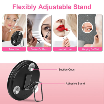 White-Black Options -- 1Pc 30X Magnifying Mirror With Light 3 Colors Dimmable Brightness Included Tweezer Scissor Travel Magnifying Makeup Mirror With Suction Cup 360 Degree Adjustable Stand Louisiana Mart