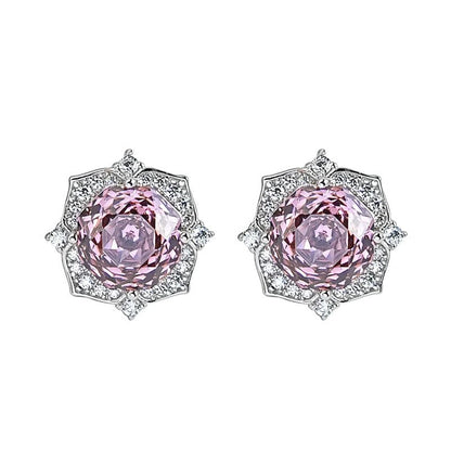 Flower Ring Elegant Graceful High Carbon Diamond Goose Yellow Stud Earrings